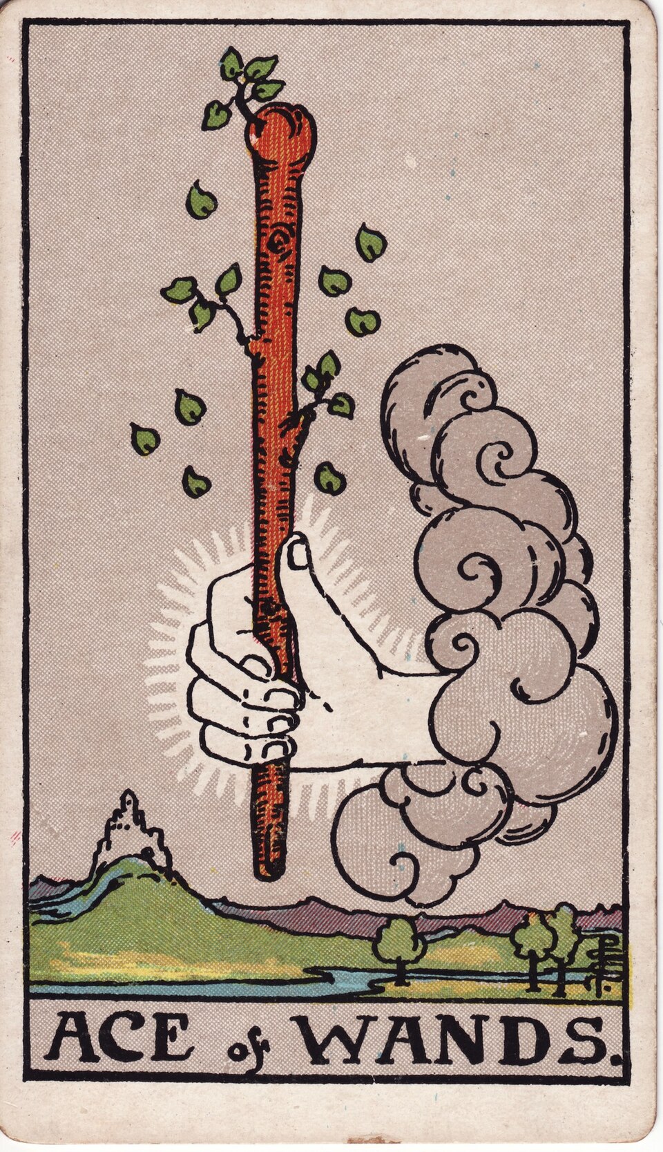 Ace (1) of Wands, from the Rider-Waite-Smith tarot