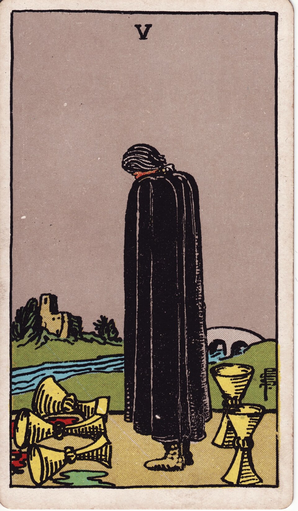 Five (5) of Cups, from the Rider-Waite-Smith tarot