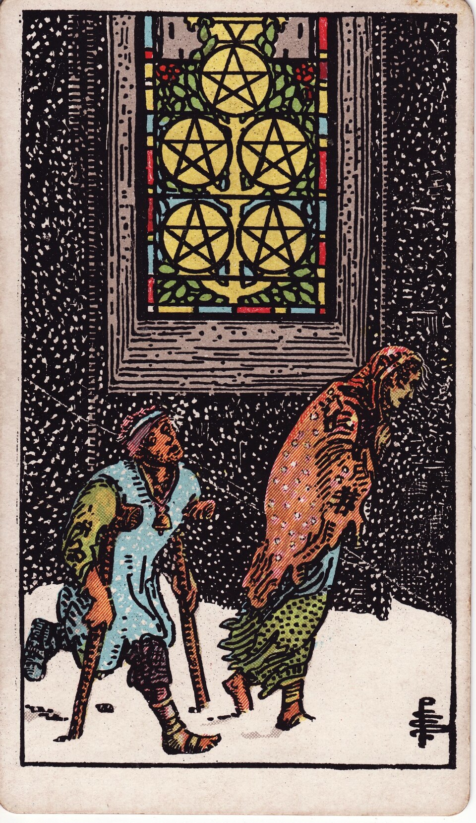Five (5) of Pentacles, from the Rider-Waite-Smith tarot
