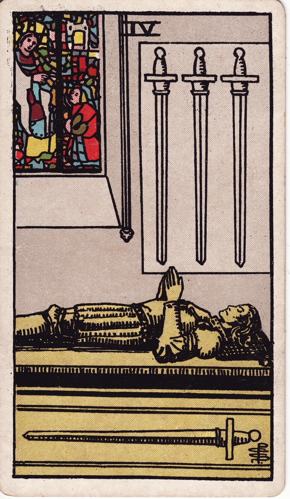 Four (4) of Swords, from the Rider-Waite-Smith tarot