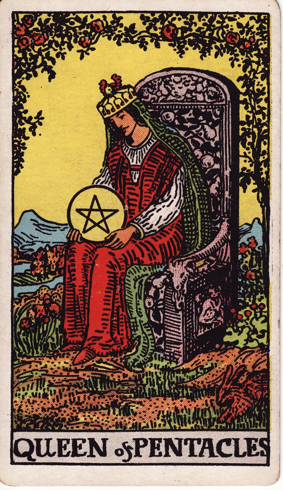 Queen of Pentacles, from the Rider-Waite-Smith tarot