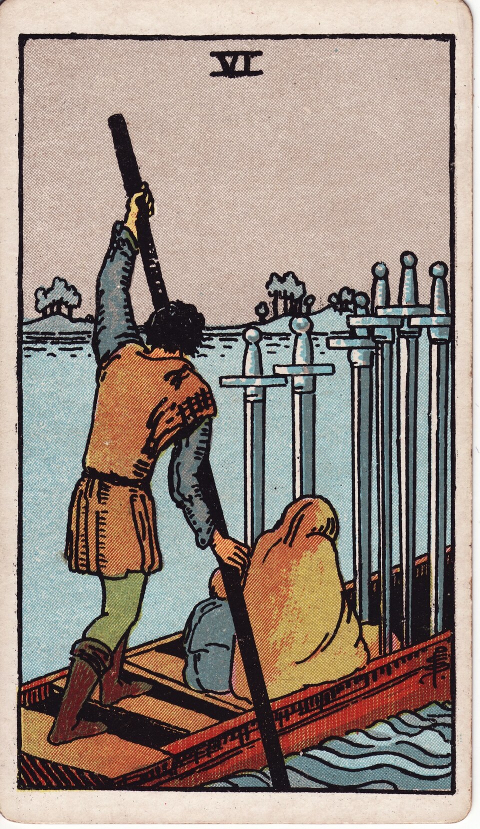 Six (6) of Swords, from the Rider-Waite-Smith tarot