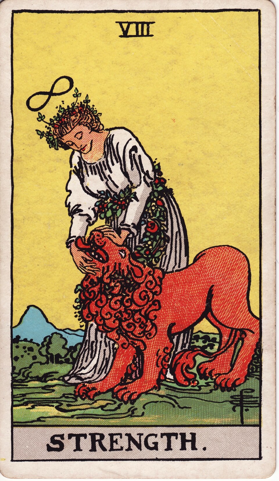 Strength (VIII), from the Rider-Waite-Smith tarot