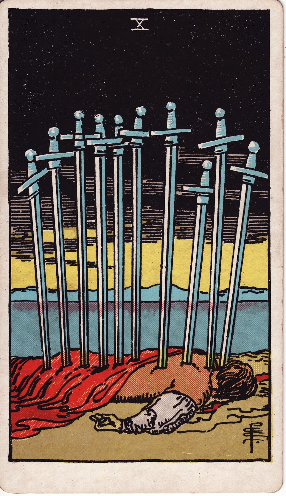 Ten (10) of Swords, from the Rider-Waite-Smith tarot