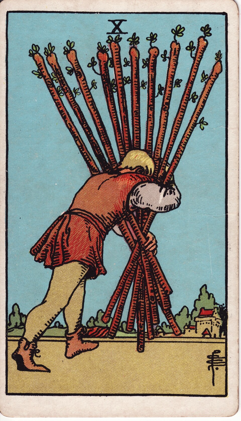 Ten (10) of Wands, from the Rider-Waite-Smith tarot