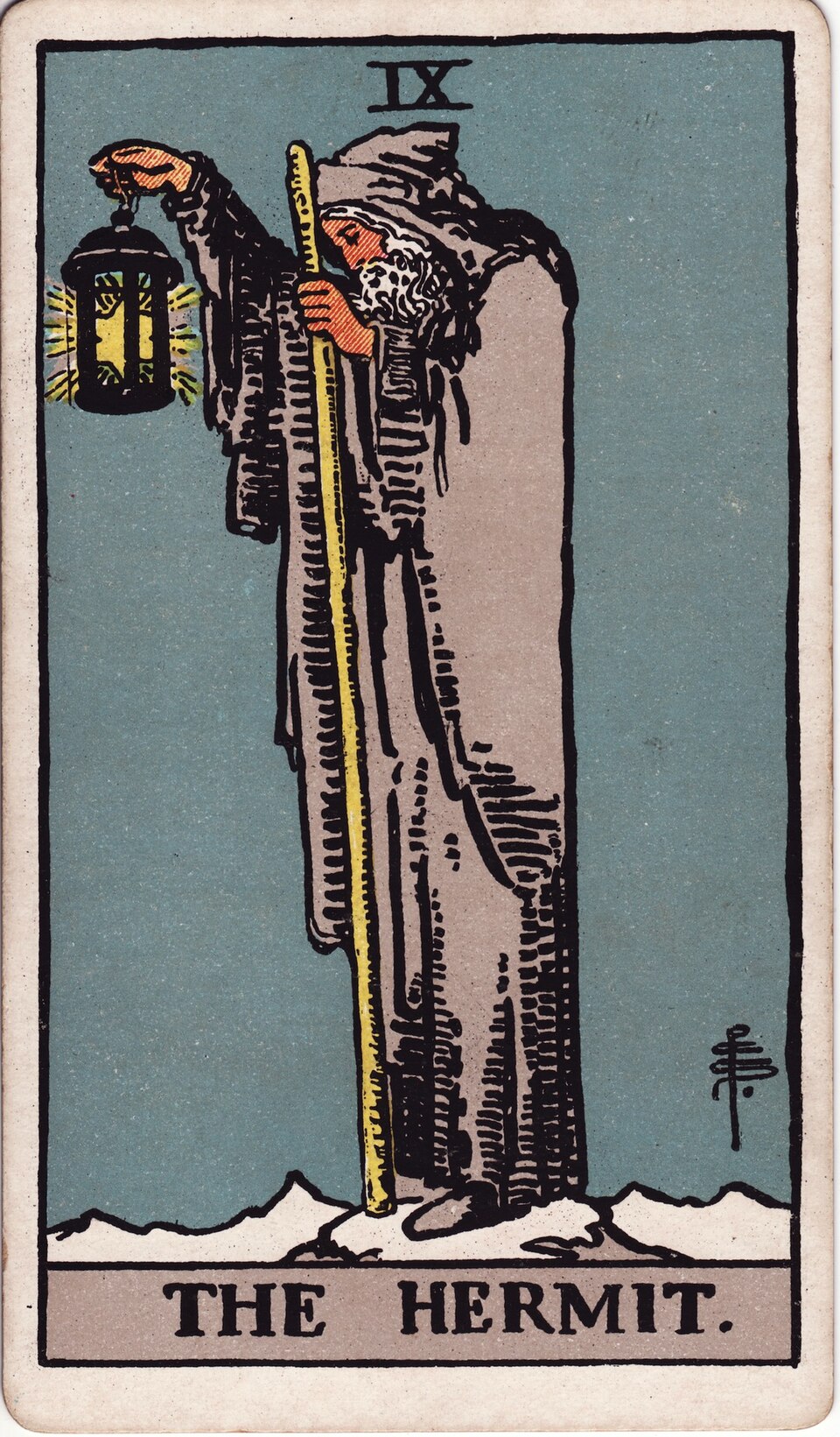 The Hermit (IX), from the Rider-Waite-Smith tarot
