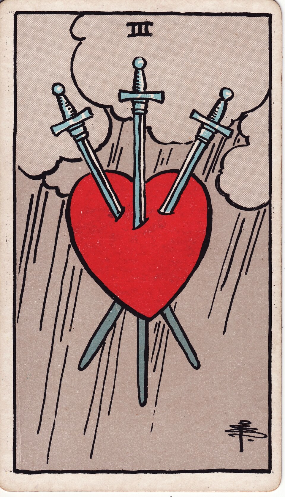 Three (3) of Swords, from the Rider-Waite-Smith tarot